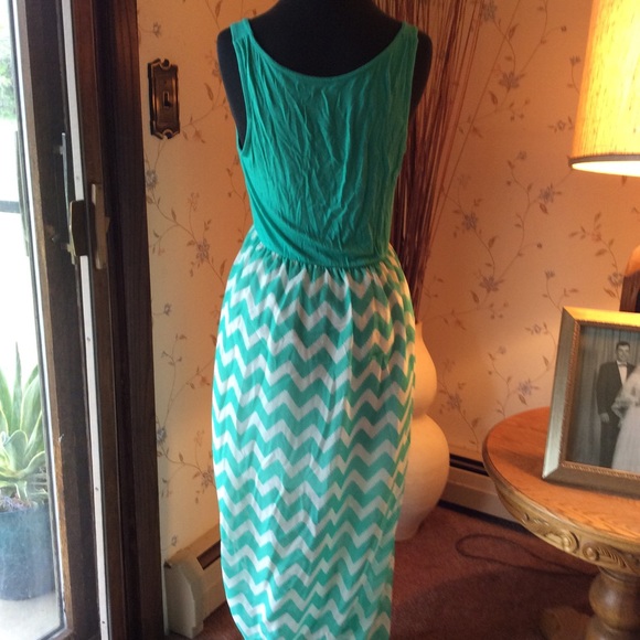 Turquoise dress with decorative bottom - Picture 2 of 4